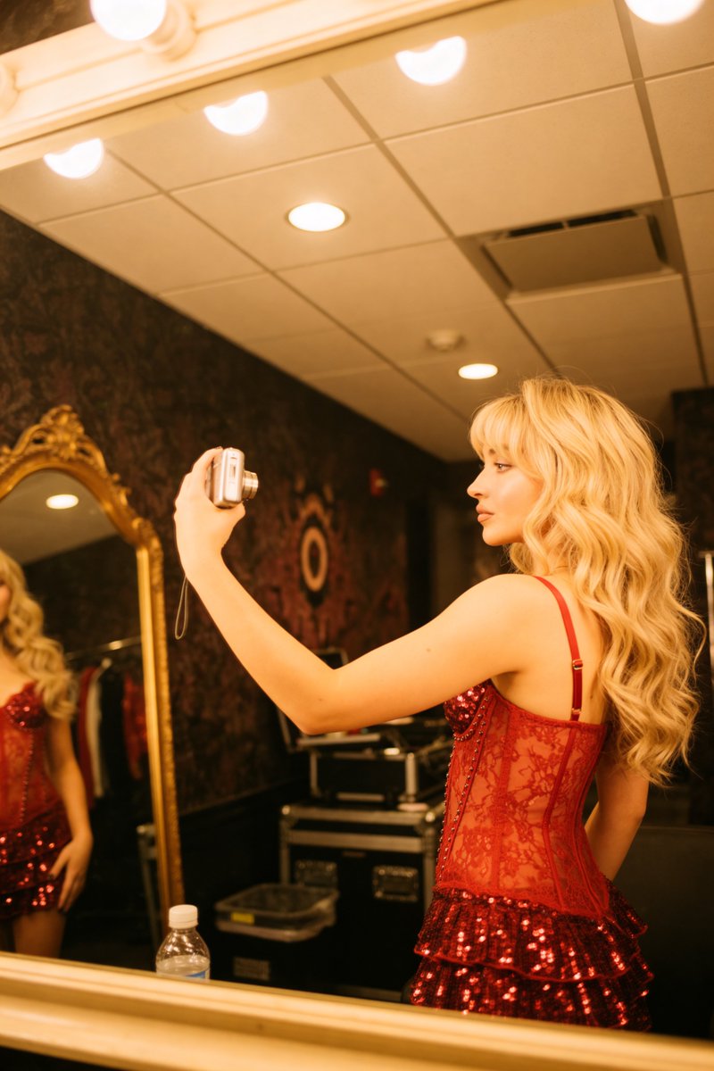 Preview image for Nano Banana Pro Image Generation Prompt: Pop-Star Stage Wear Mirror Selfie prompt