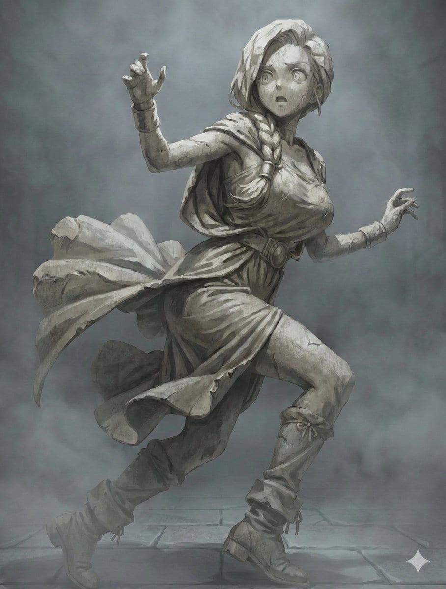 NanoBanana Petrification Expression Prompts - AI Generated AI Art Style Image Example