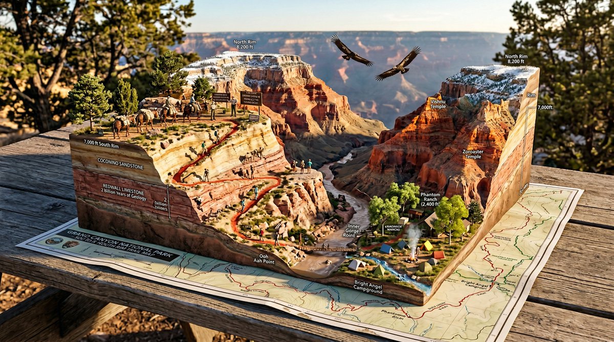 Preview image for National Park Trail Map Miniature Ecosystem Diorama prompt