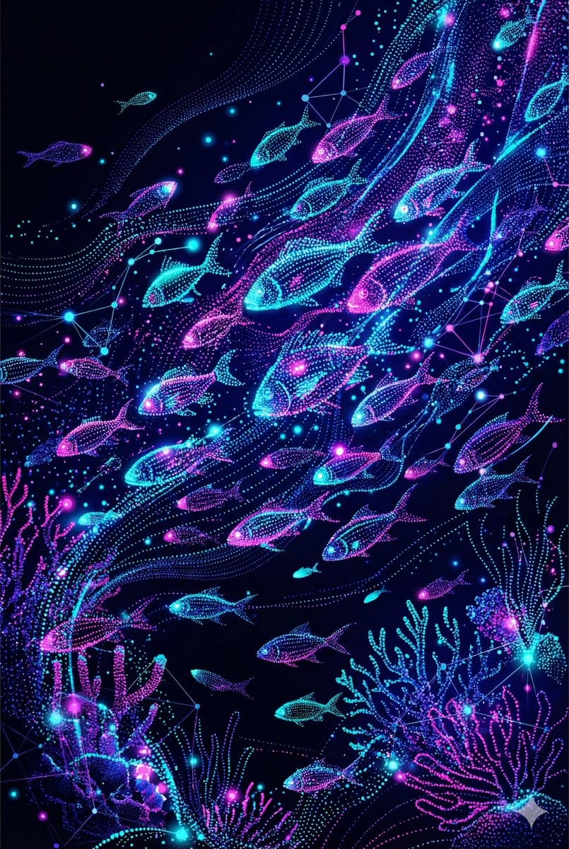 Neon Pointillism Cyberpunk Illustration - Prompt IA