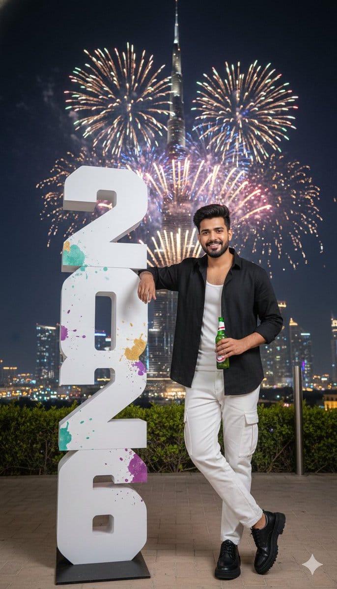 New Year Celebration Photo in Dubai - AI提示词