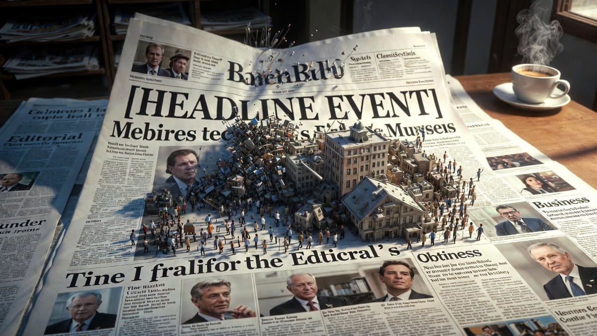 Newspaper Mid-Unfold Diorama Prompt - نص توجيهي للذكاء الاصطناعي