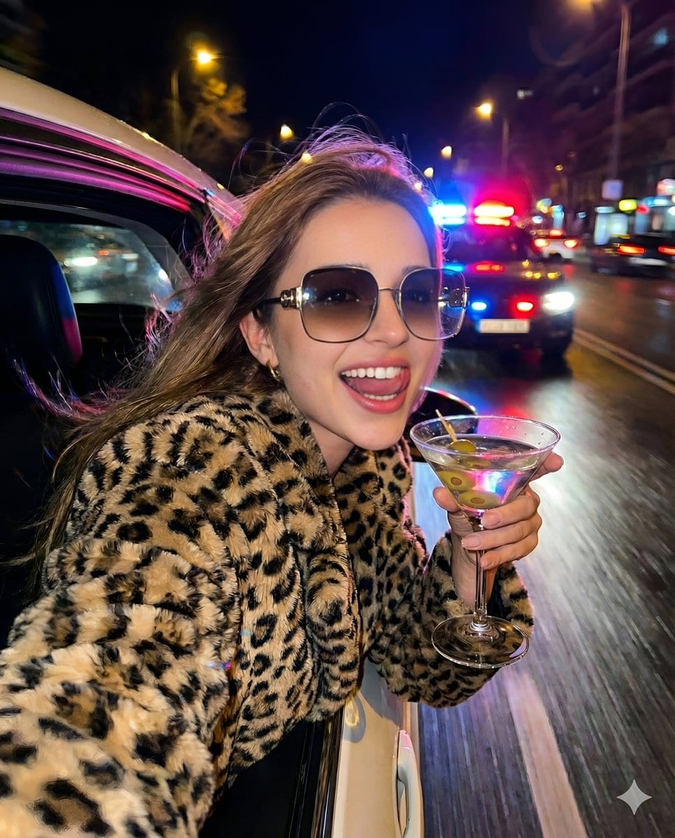 Nightlife Fashion Portrait in Luxury Car - AI 프롬프트