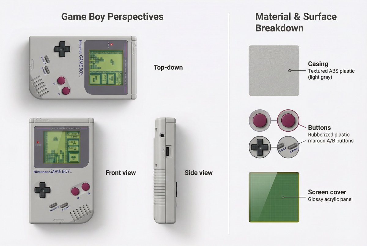Preview image for Nintendo Game Boy Product Showcase Infographic with Tetris prompt