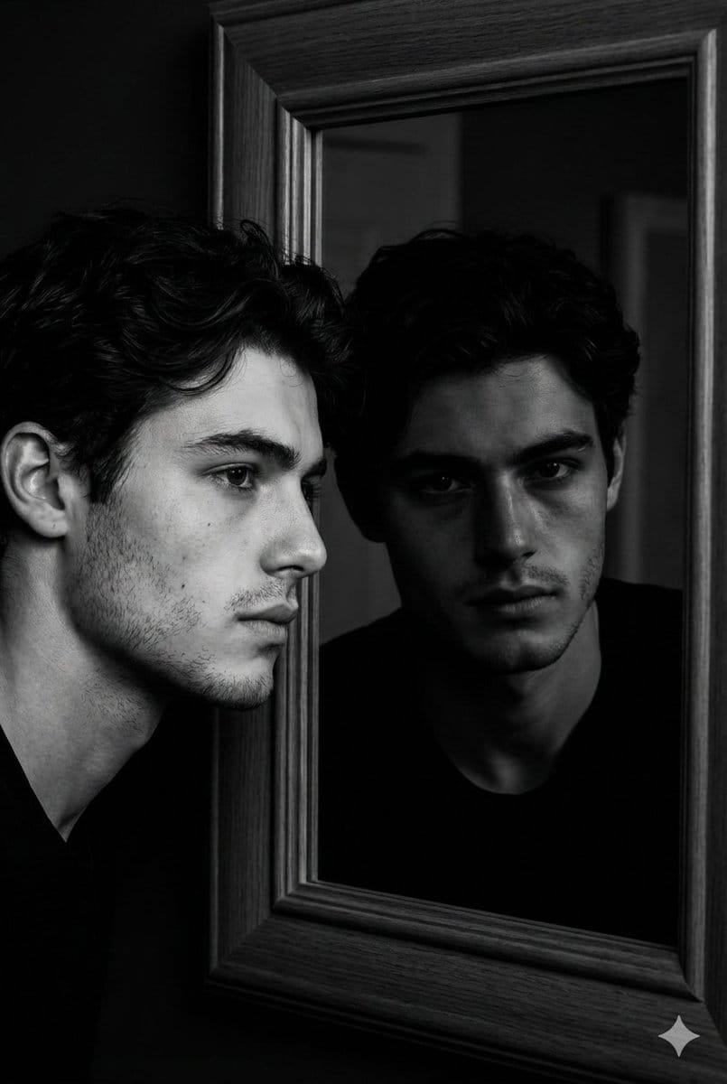 Noir Mirror Reflection Portrait