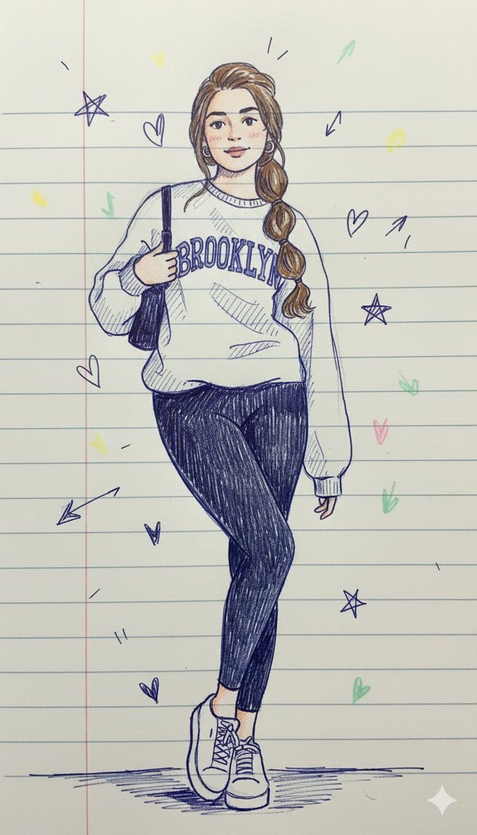 Notebook Pen Doodle Identity Preservation Prompt - AI Generated AI Art Style Image Example