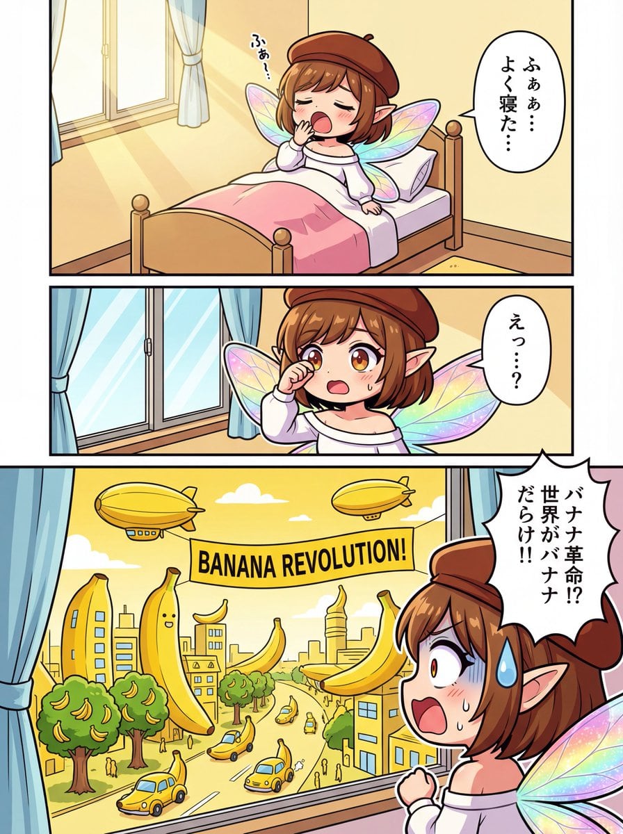 One-page color manga about the Banana Revolution - Prompt IA