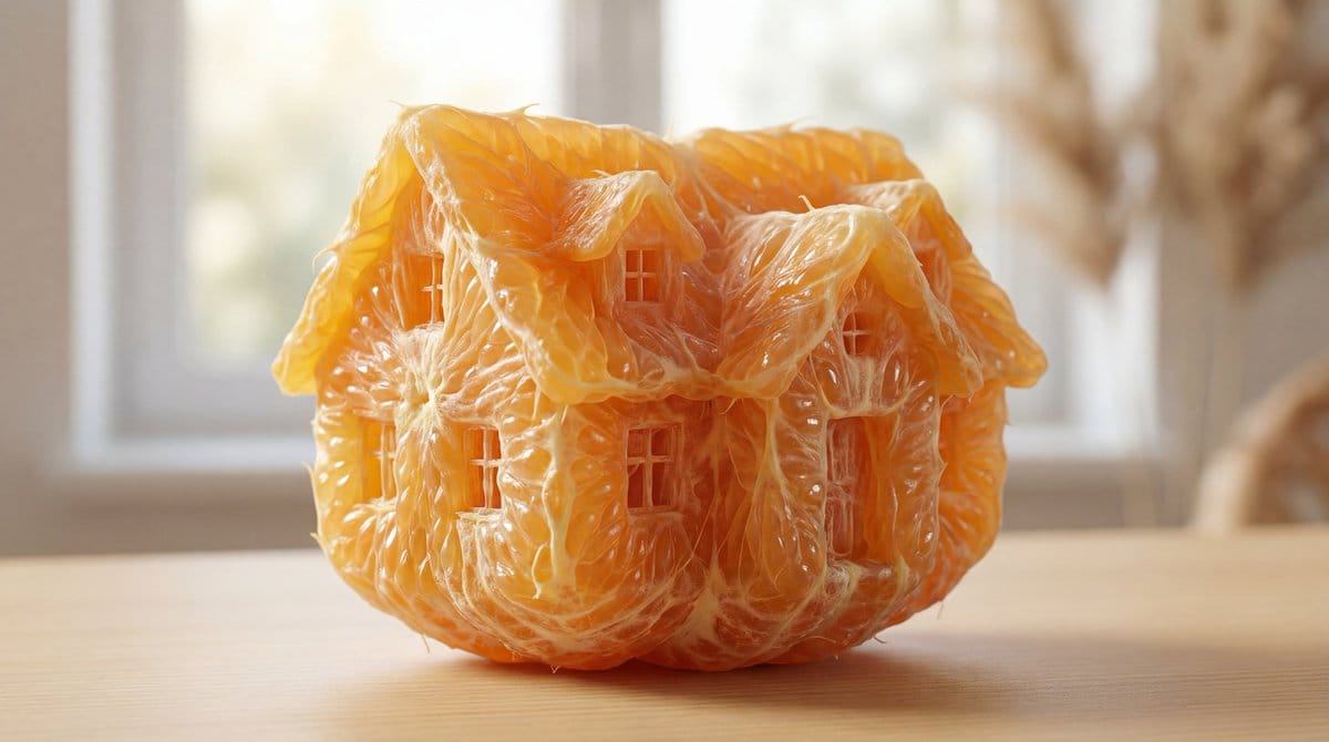Orange Pulp Sculpture Prompt - AI Generated Realistic Style Image Example