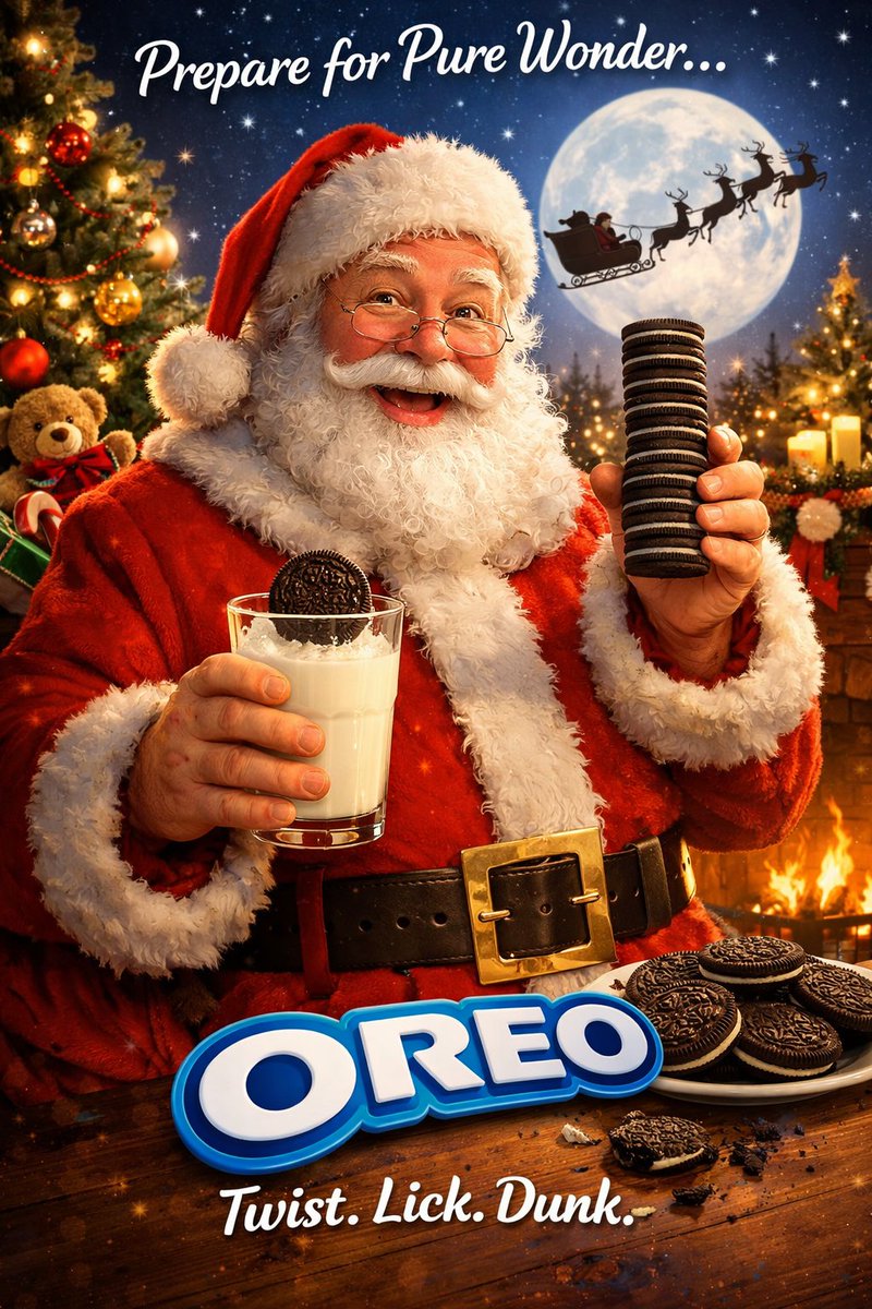 Oreo advertisement featuring Santa Claus - AI Generated AI Art Style Image