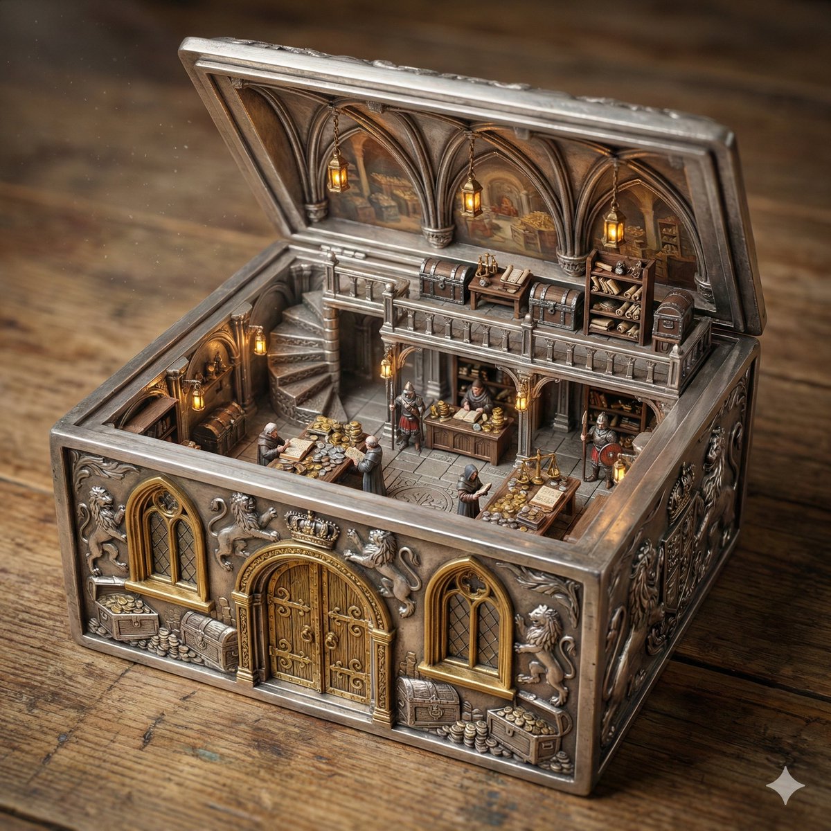 Preview image for Ornate Box Diorama of a Royal Treasury Counting Room prompt