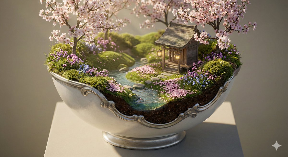 Preview image for Ornate Diorama of a Spring Shrine Prompt prompt