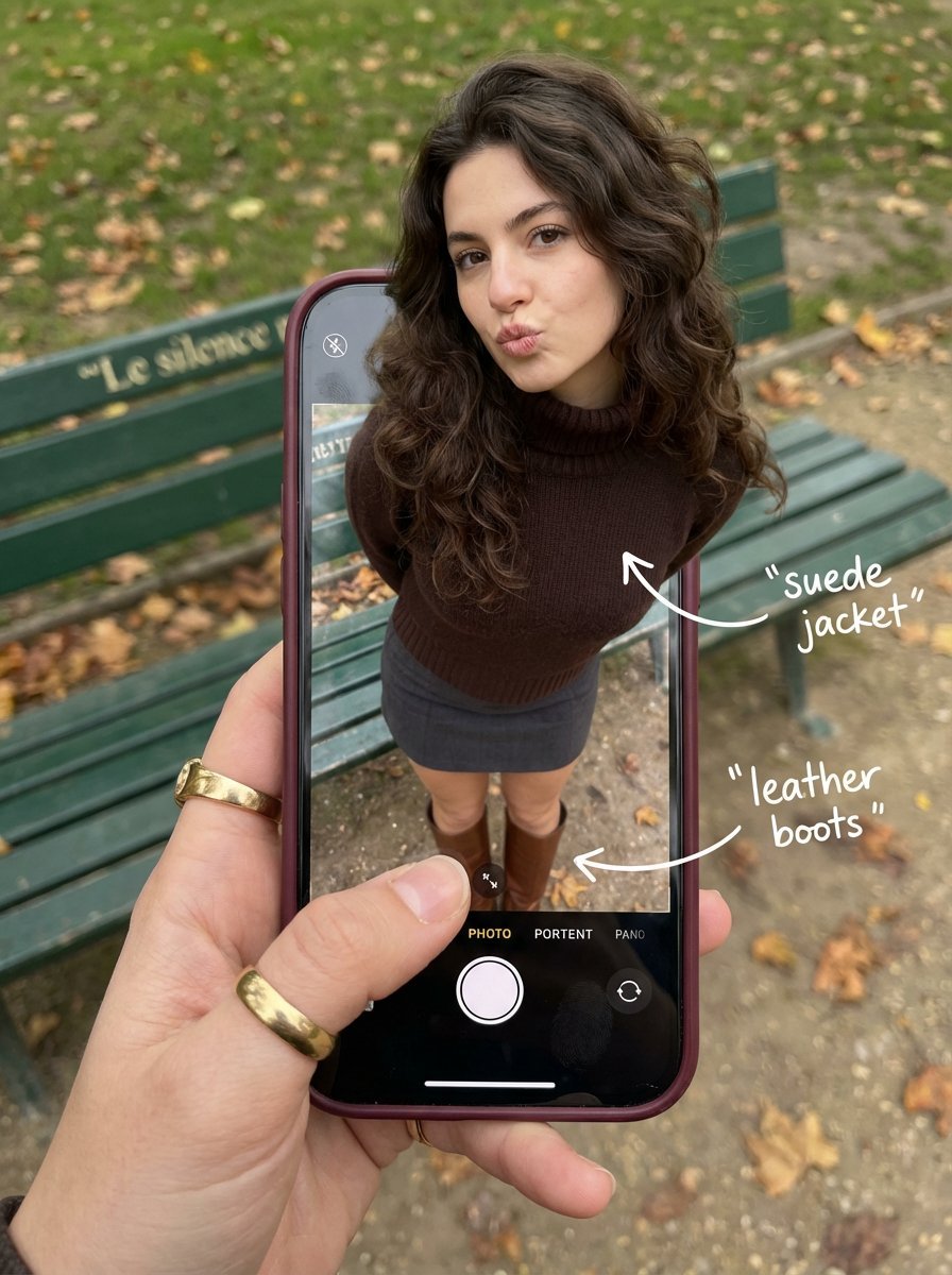 Preview image for Outfit Pop-Out Phone Illusion Portrait prompt