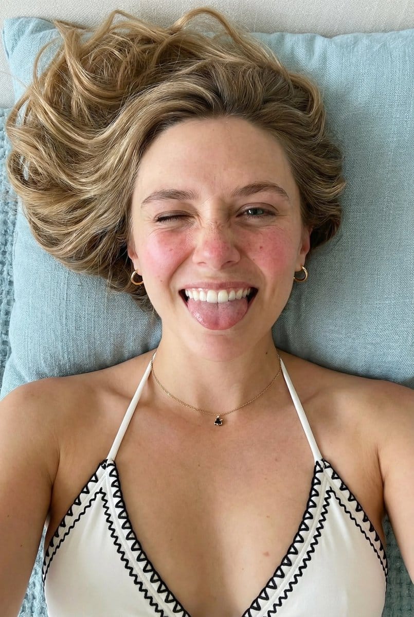 Preview image for Overhead Playful Portrait (Blonde Hair Variant) prompt