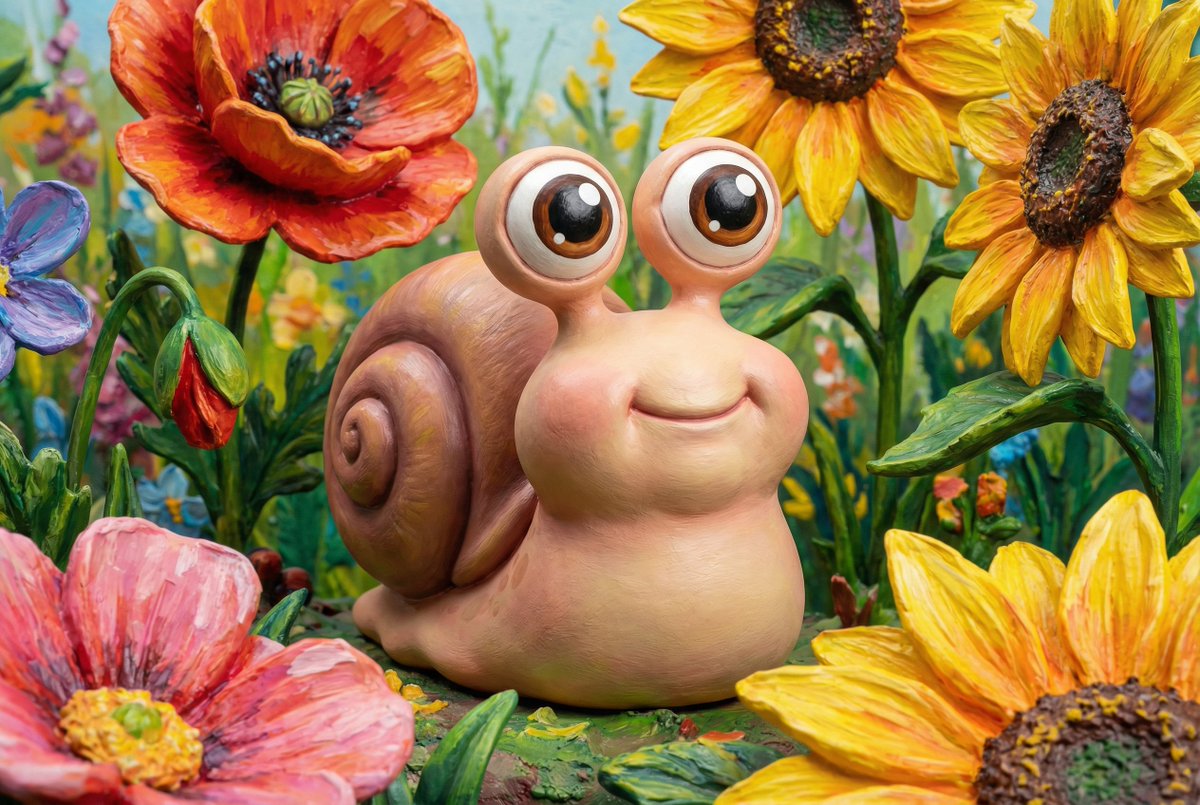 Preview image for Painted Chibi Snail Macro View prompt