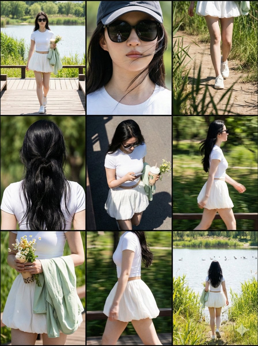 Paparazzi Collage Master Meta-Prompt (9-Grid Street Style) - AI Generated Realistic Style Image Example