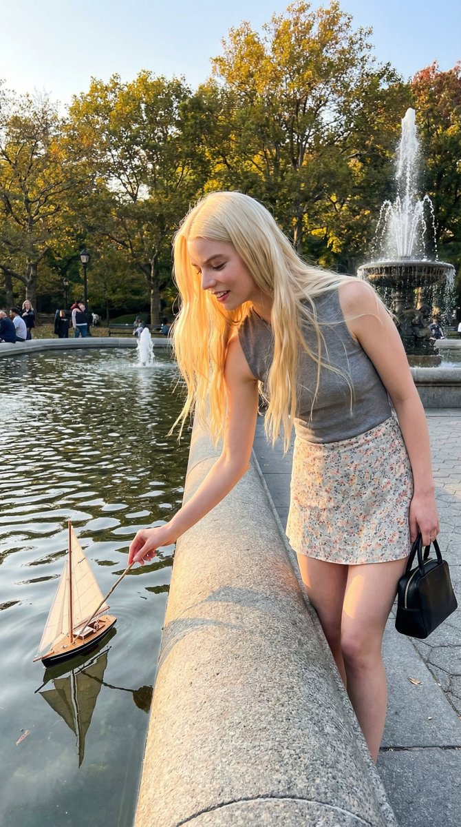 Preview image for Park Fountain Lifestyle Photo with Sailboats prompt
