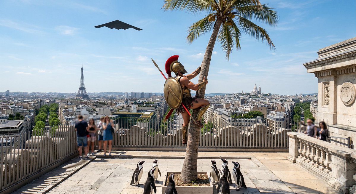 Preview image for Penguins vs Coconut Tree Battle prompt
