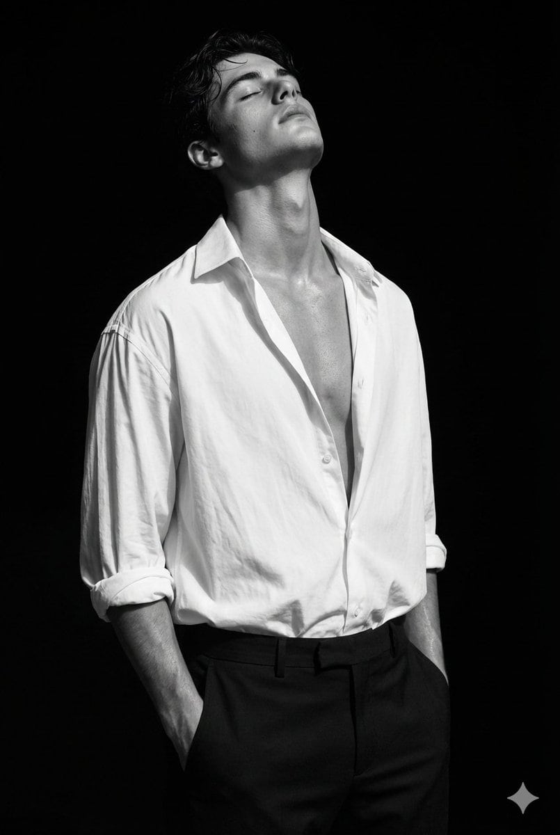 Peter Lindbergh Style Black and White Editorial Portrait - AI Generated Character Style Image Example
