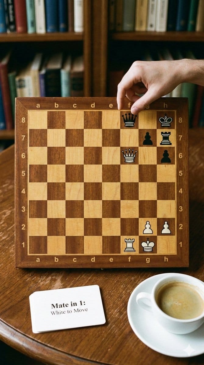 Phone-friendly mate-in-one chess puzzle image - AI Generated AI Art Style Image Example