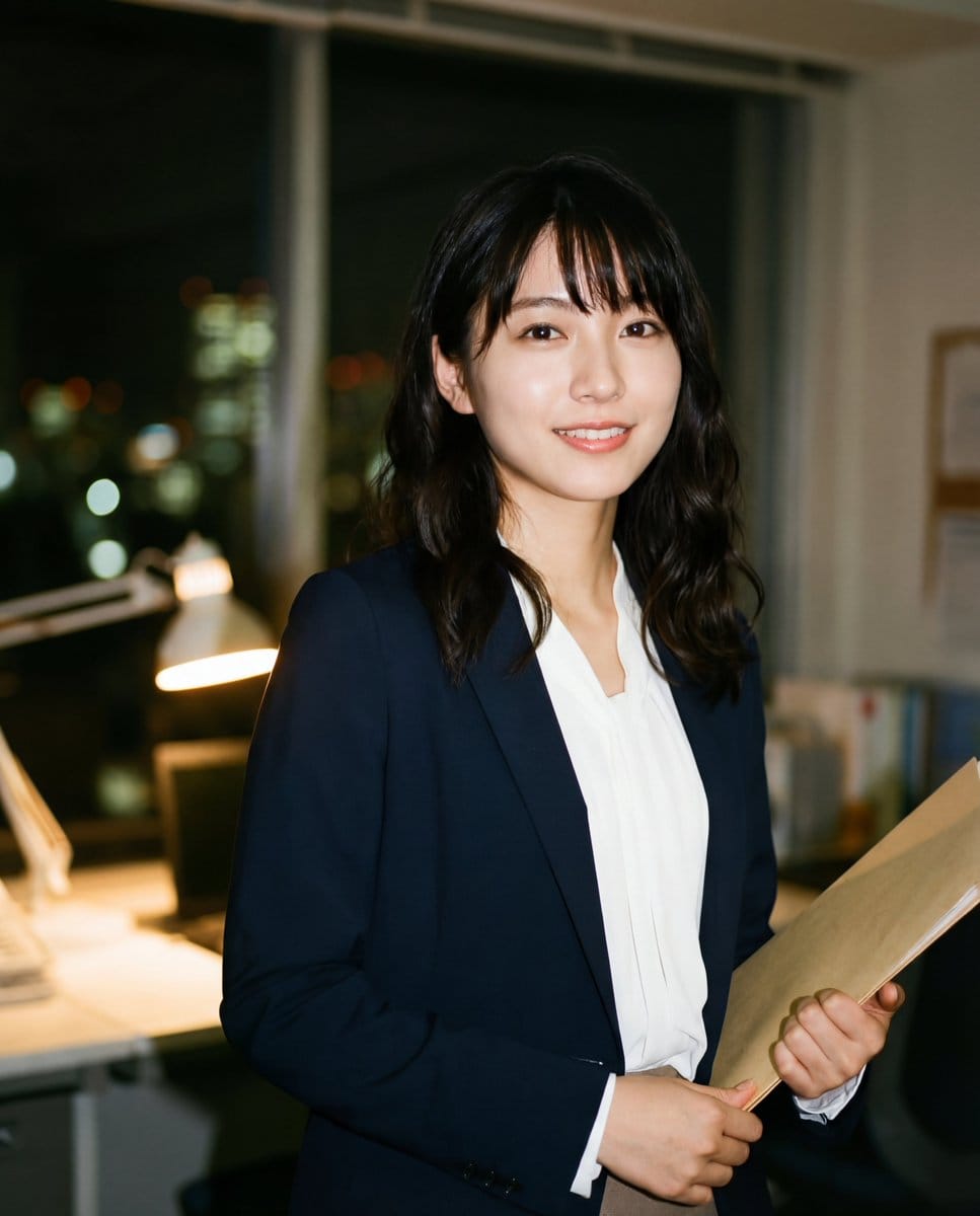 Photo-realistic Candid Portrait of a Japanese Office Lady (OL) - AI 프롬프트