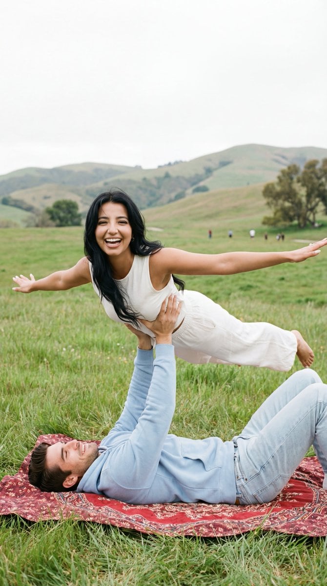 Photorealistic Acro-Yoga Couple Portrait with Identity Lock - AI 프롬프트