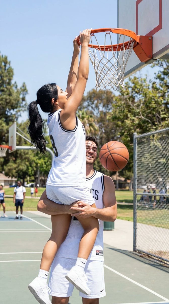 Photorealistic Basketball Assist Couple Prompt - AI 프롬프트