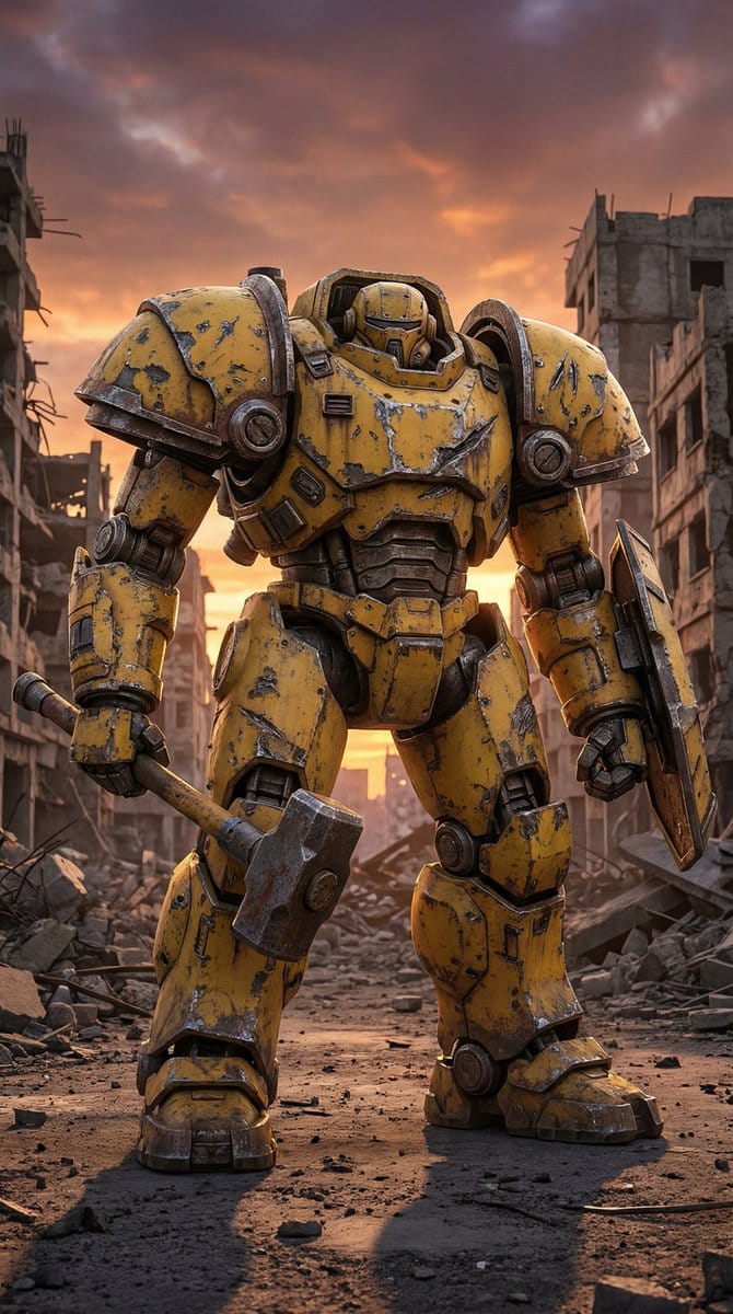 Photorealistic Battle-Damaged Mech Prompt - KI-Prompt