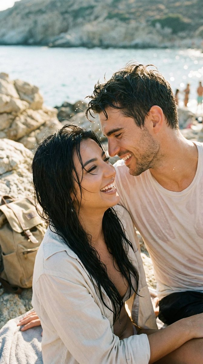 Preview image for Photorealistic Candid Travel Romance Film Still prompt