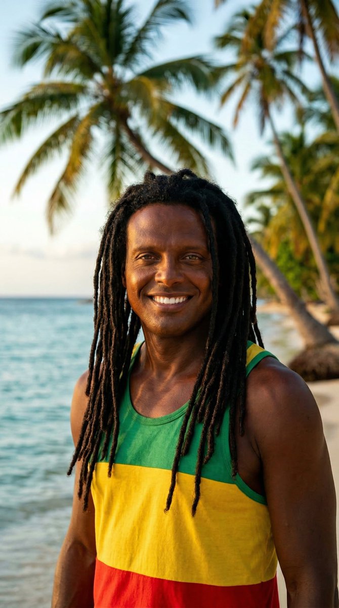 Photorealistic Cinematic Portrait of Luis Miguel as a Jamaican Reggae Musician - AI Art AI Generated Artwork