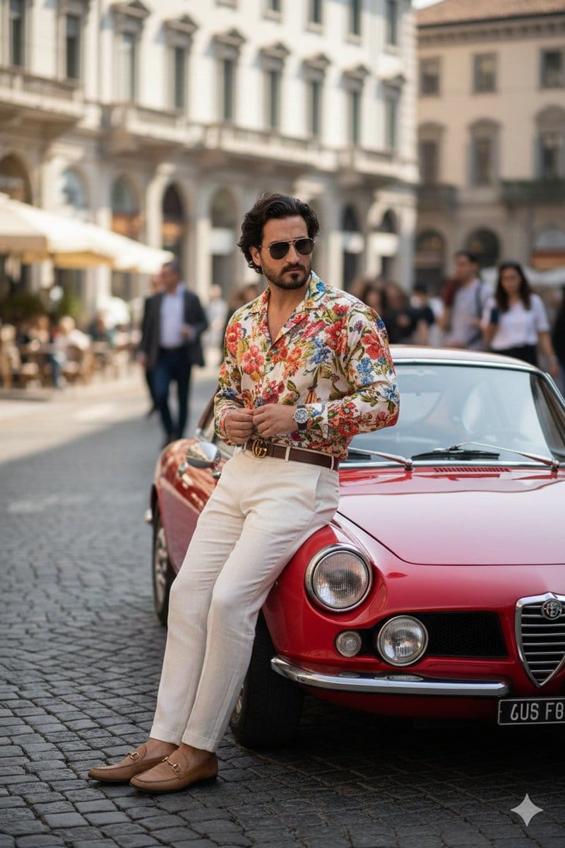 Photorealistic Gucci Editorial in Milan - AI Generated Realistic Style Image Example