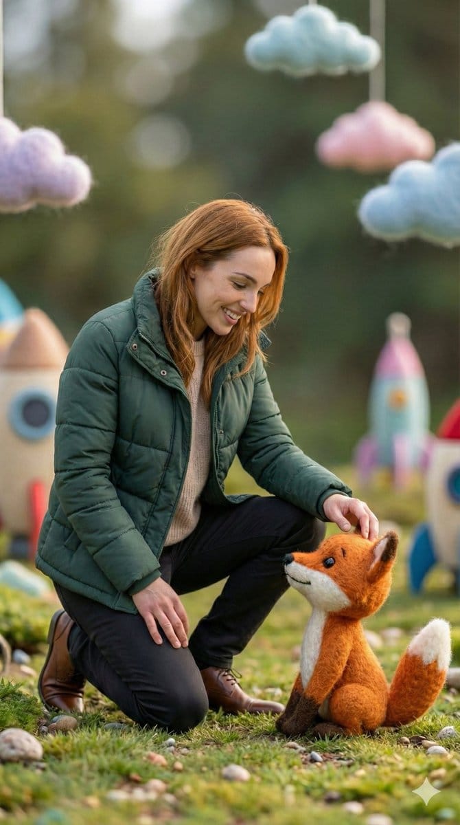 Photorealistic Human and Felt Fox Hybrid - Prompt IA