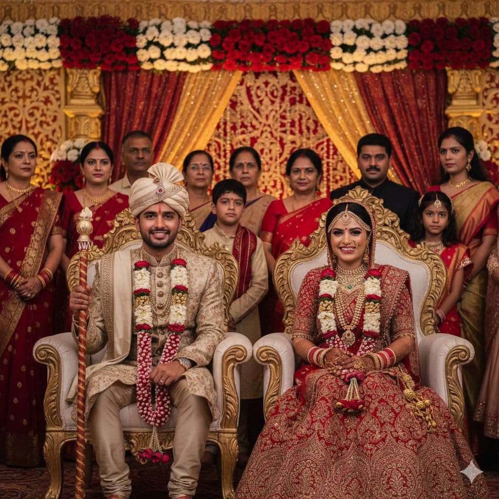 Photorealistic Indian Wedding Ceremony Scene - Промпт ИИ