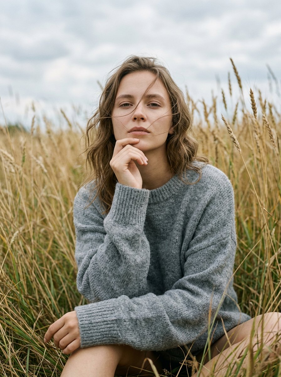Preview image for Photorealistic Outdoor Sweater Portrait prompt