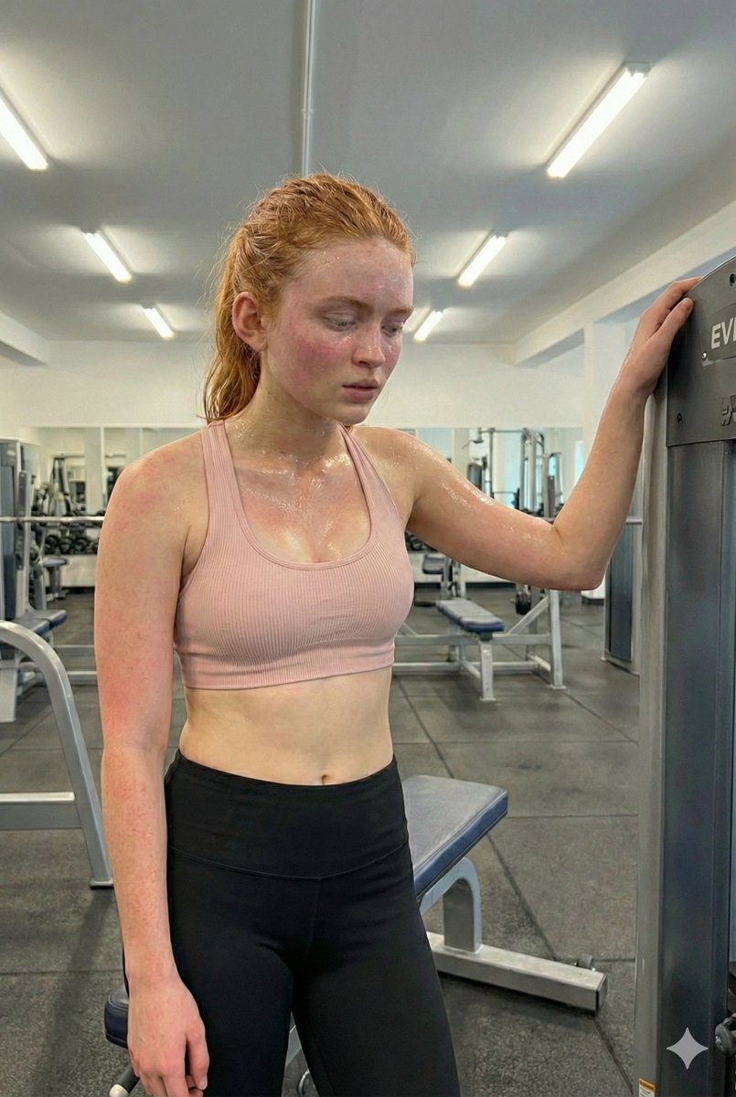 Preview image for Photorealistic Post-Workout Selfie of Sadie Sink prompt