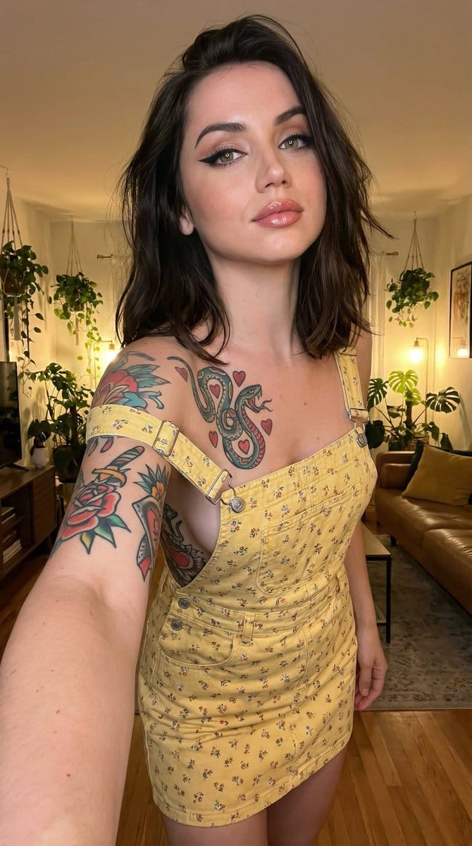 Photorealistic Tattooed Selfie Portrait (Structured JSON) - AI 프롬프트