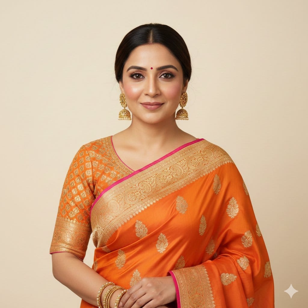 Photorealistic Traditional Indian Saree Portrait - AI Generated Character Style Image Example