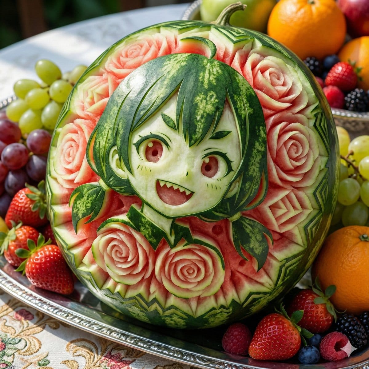 Photorealistic Watermelon Fruit Carving Prompt - Prompt IA