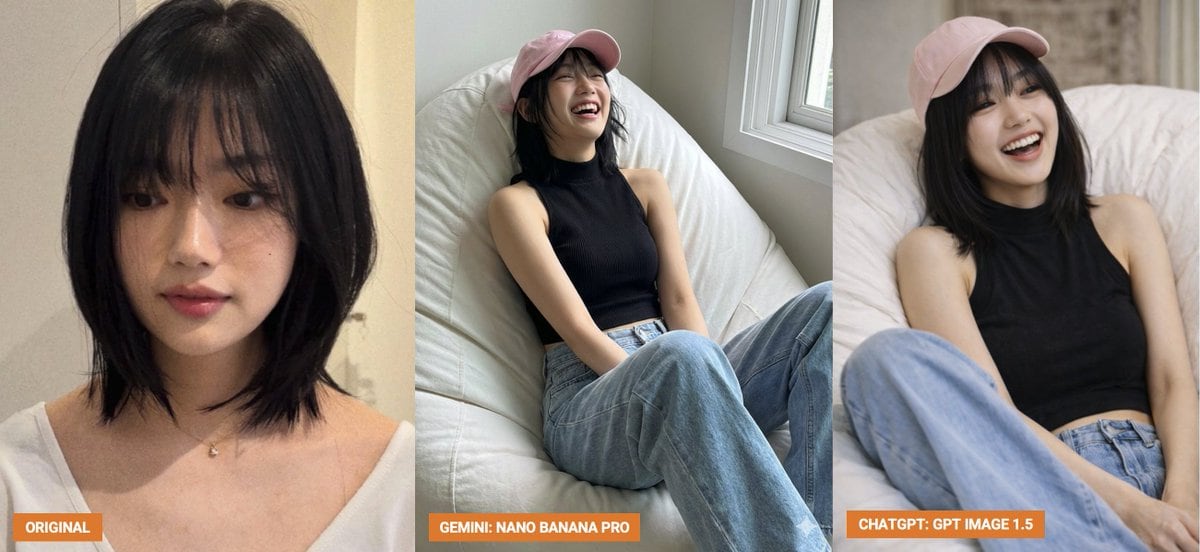 Photorealistic Woman Laughing on a Beanbag - AI 프롬프트