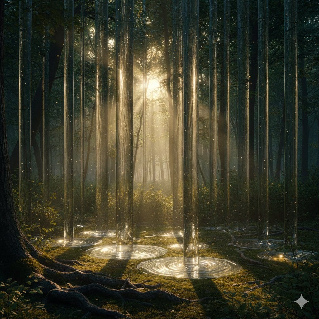 Physically Implausible Light in Forest - AI 프롬프트
