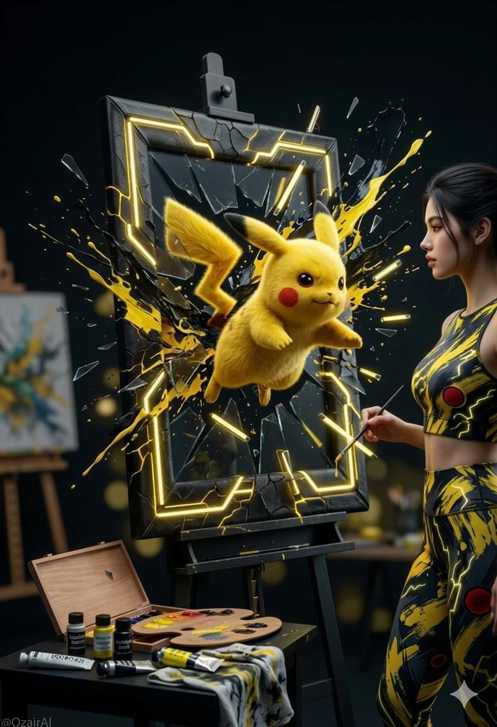Preview image for Pikachu Bursting Canvas Art prompt