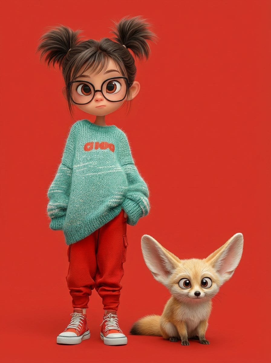 Pixar-Style 3D Character Portrait with Fennec Fox - Prompt IA
