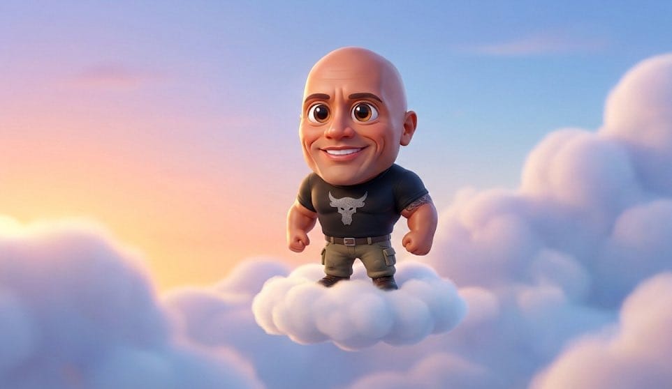 Pixar-Style Celebrity Caricature on Cloud - AI提示词