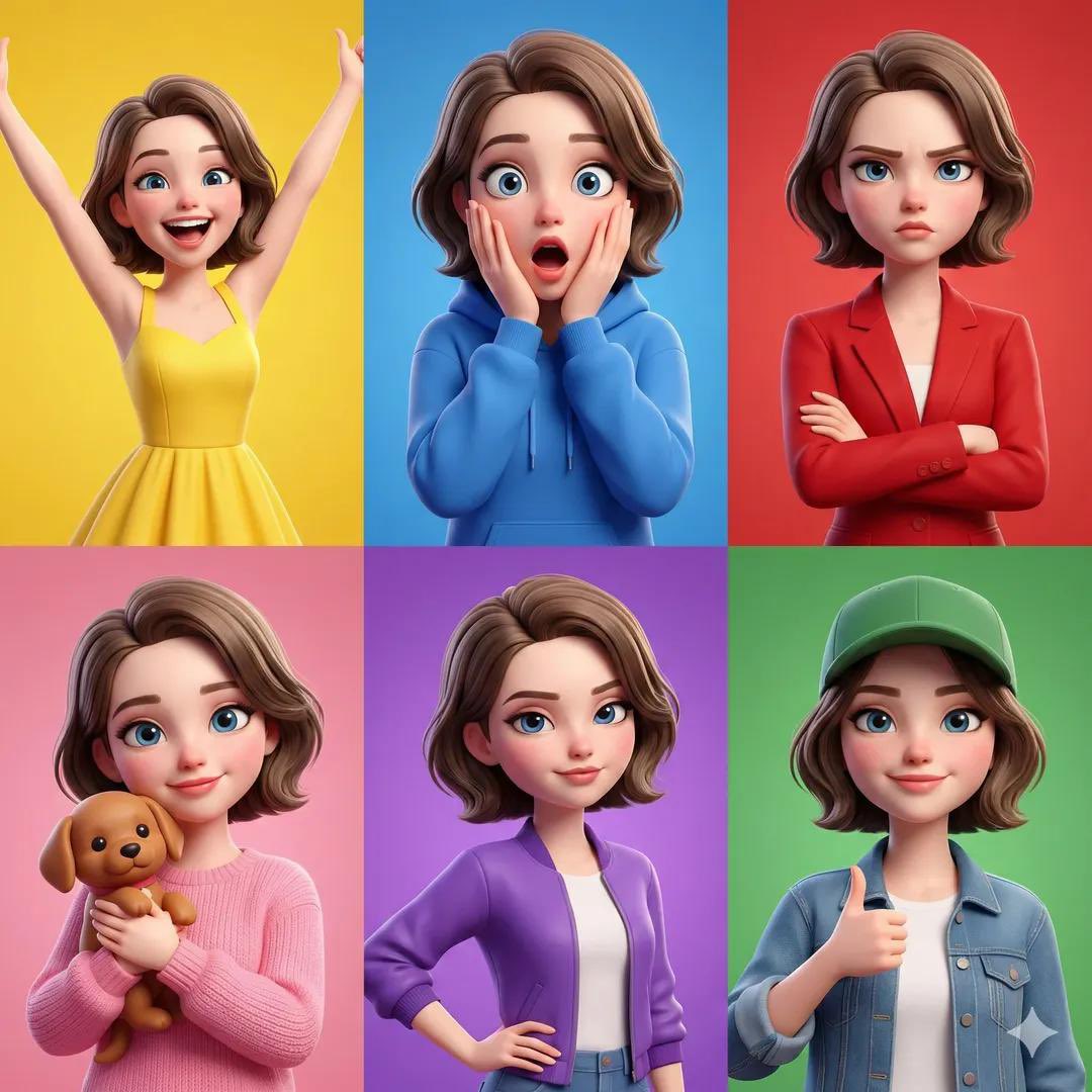 Preview image for Pixar Style Character Expression Grid prompt