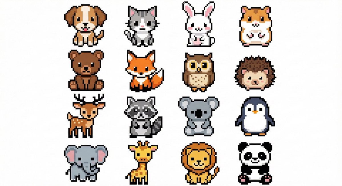 Pixel Art Animal Grid for APNG - Промпт ИИ
