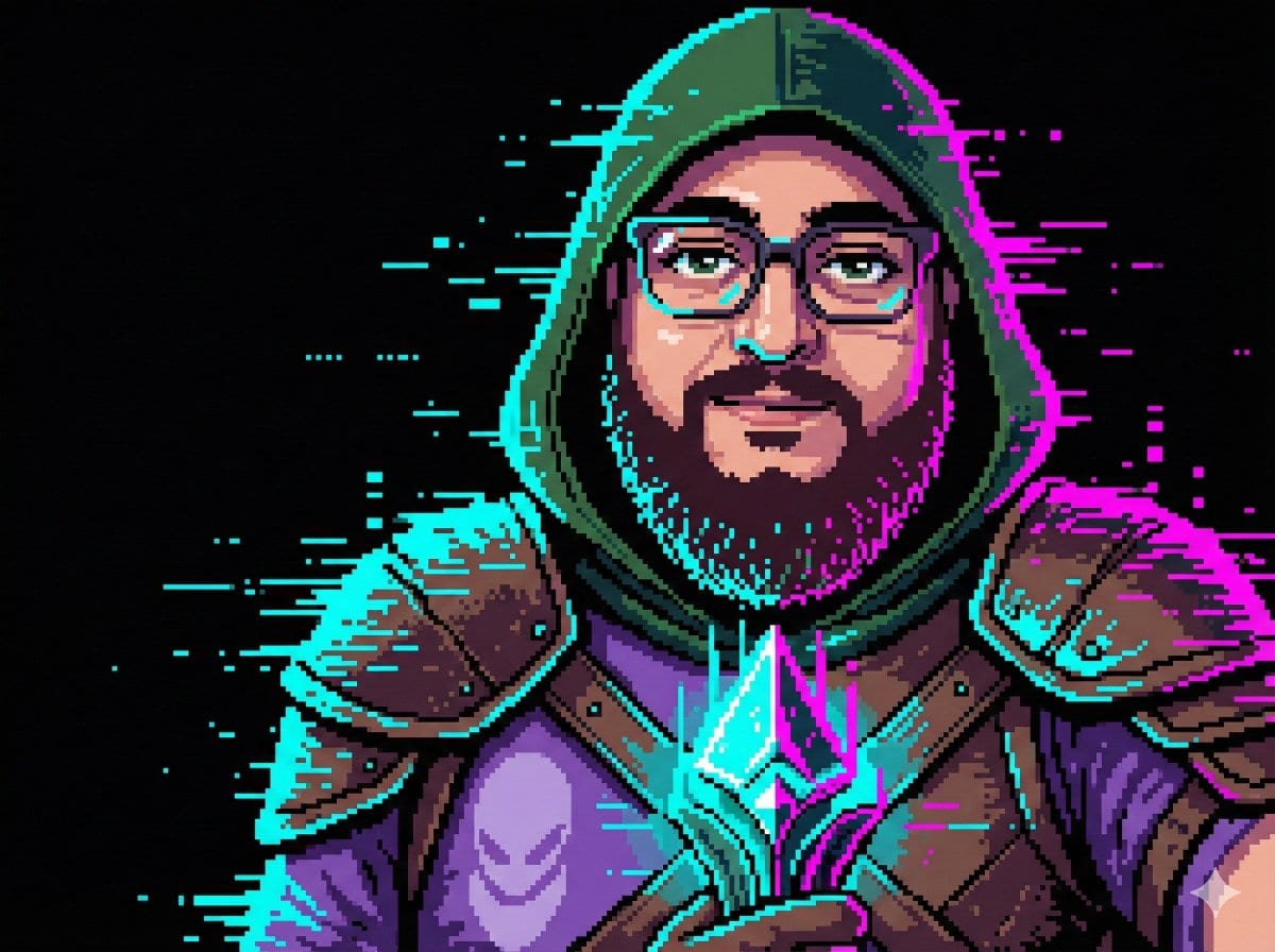 Pixel art character portrait with glitch effect - Промпт ИИ