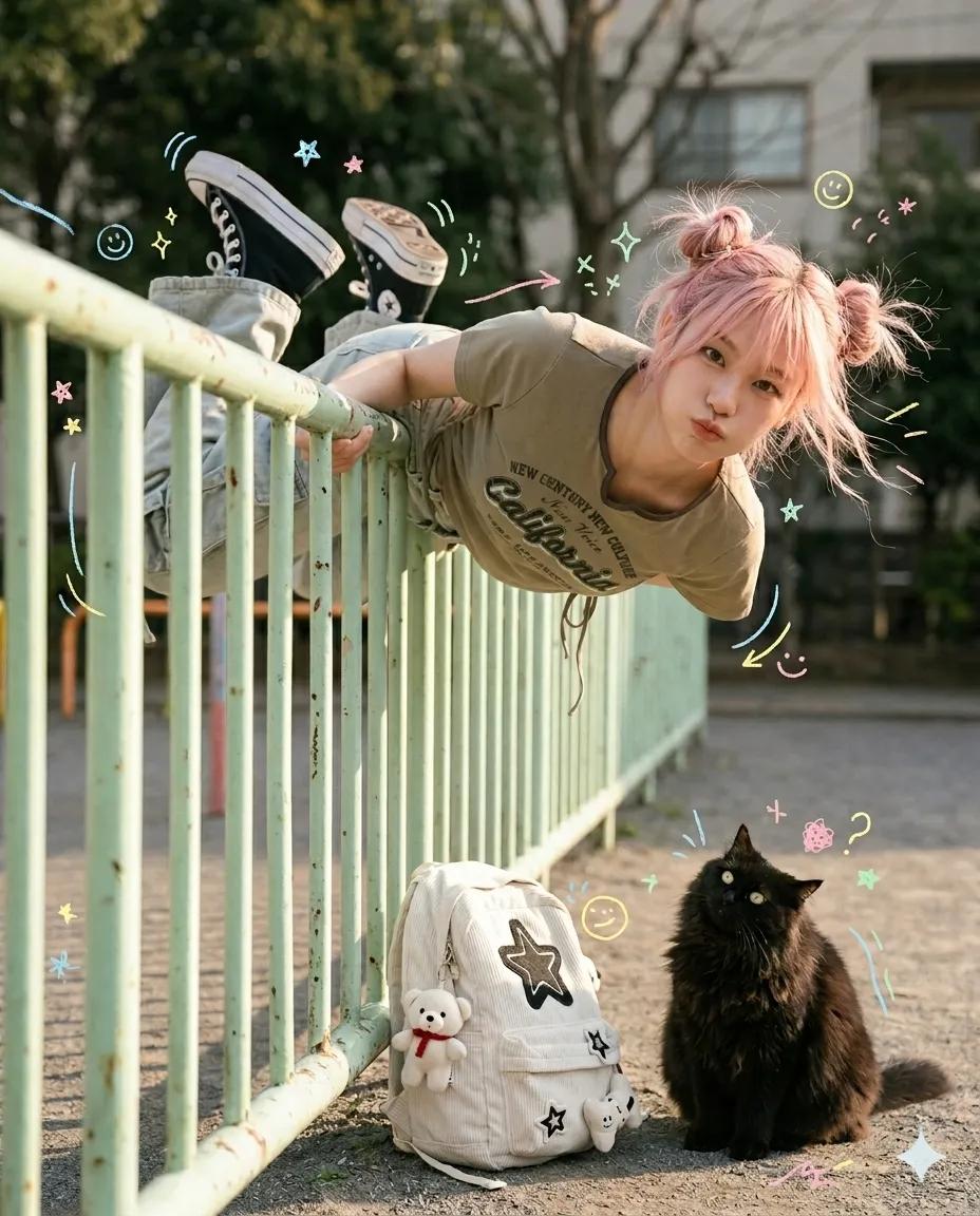 Preview image for Playful Candid Street Photo with Doodles prompt