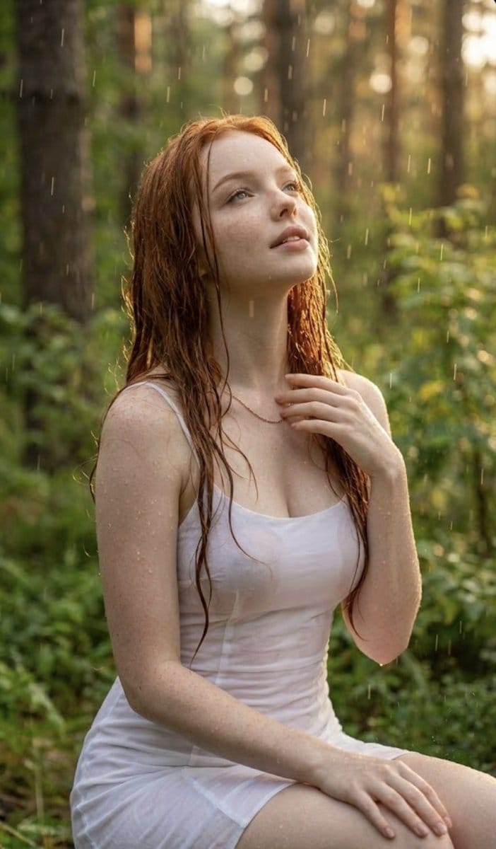 Poetic Rain Forest Portrait During Golden Hour - AI Generated Character Style Image Example