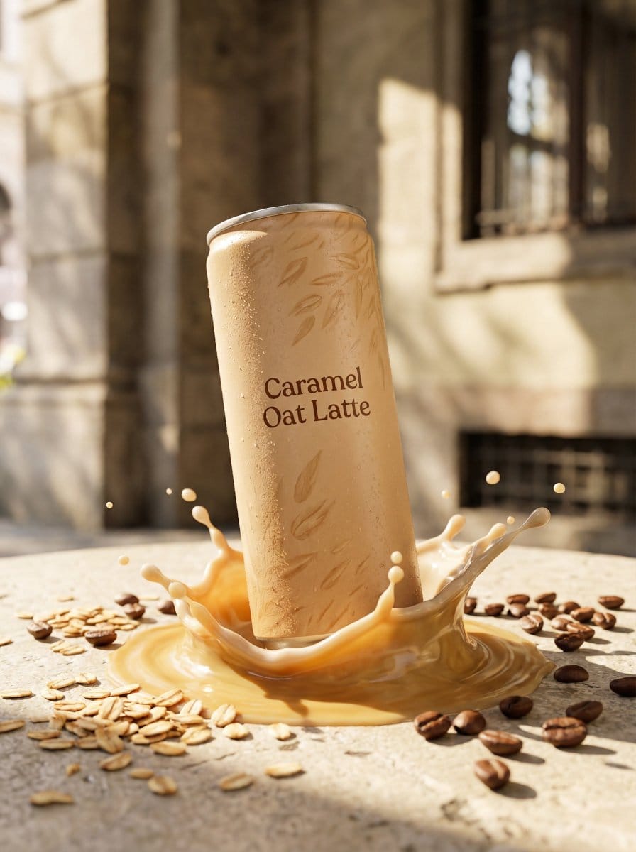 Premium Beverage Product Photography: Golden Peach Fizz - AI 프롬프트