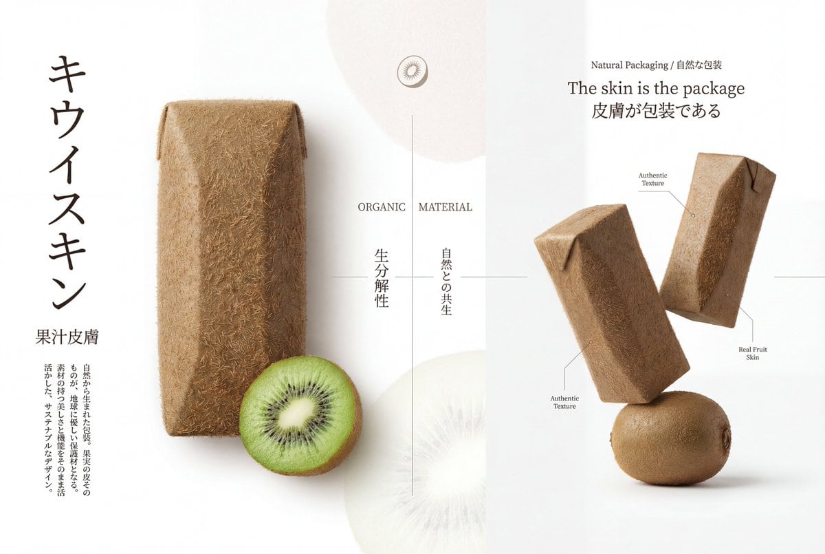 Premium Japanese-Style Kiwi Juice Skin Packaging Poster - AI Prompt