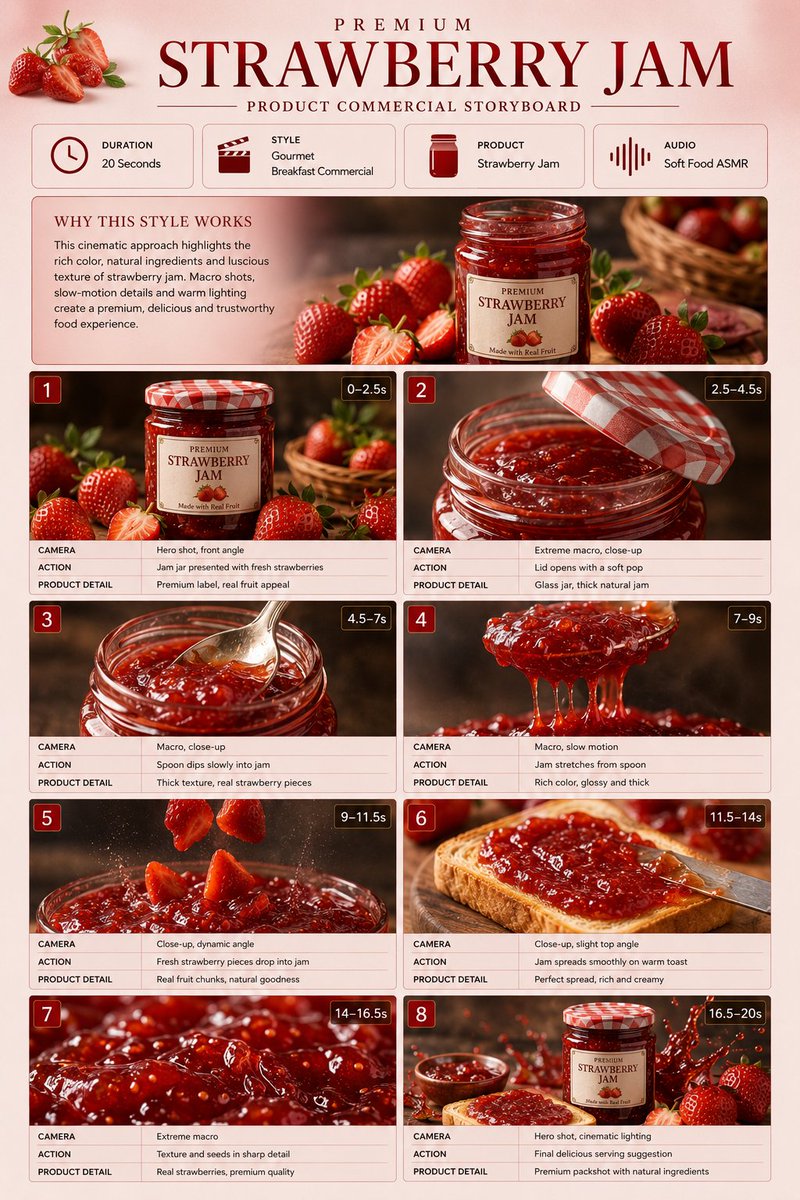 Preview image for Premium Strawberry Jam Storyboard prompt